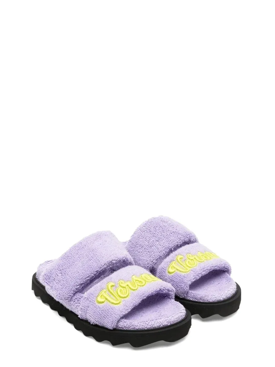 Embroidered Terry Cotton Slippers by Versace