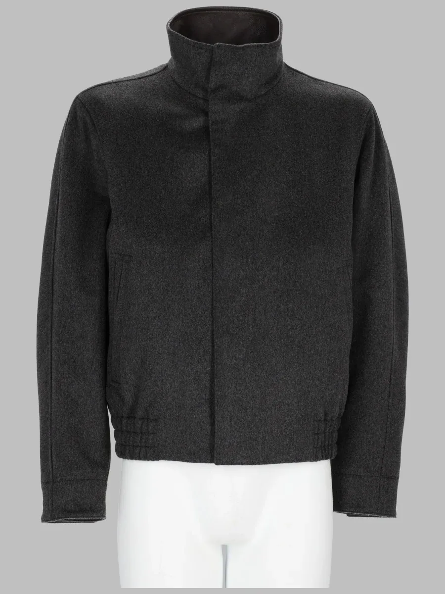 Virgin Wool High-Neck Bomber Jacket