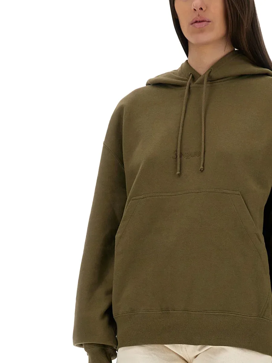 Logo Cotton Sweatshirt by Saint Laurent