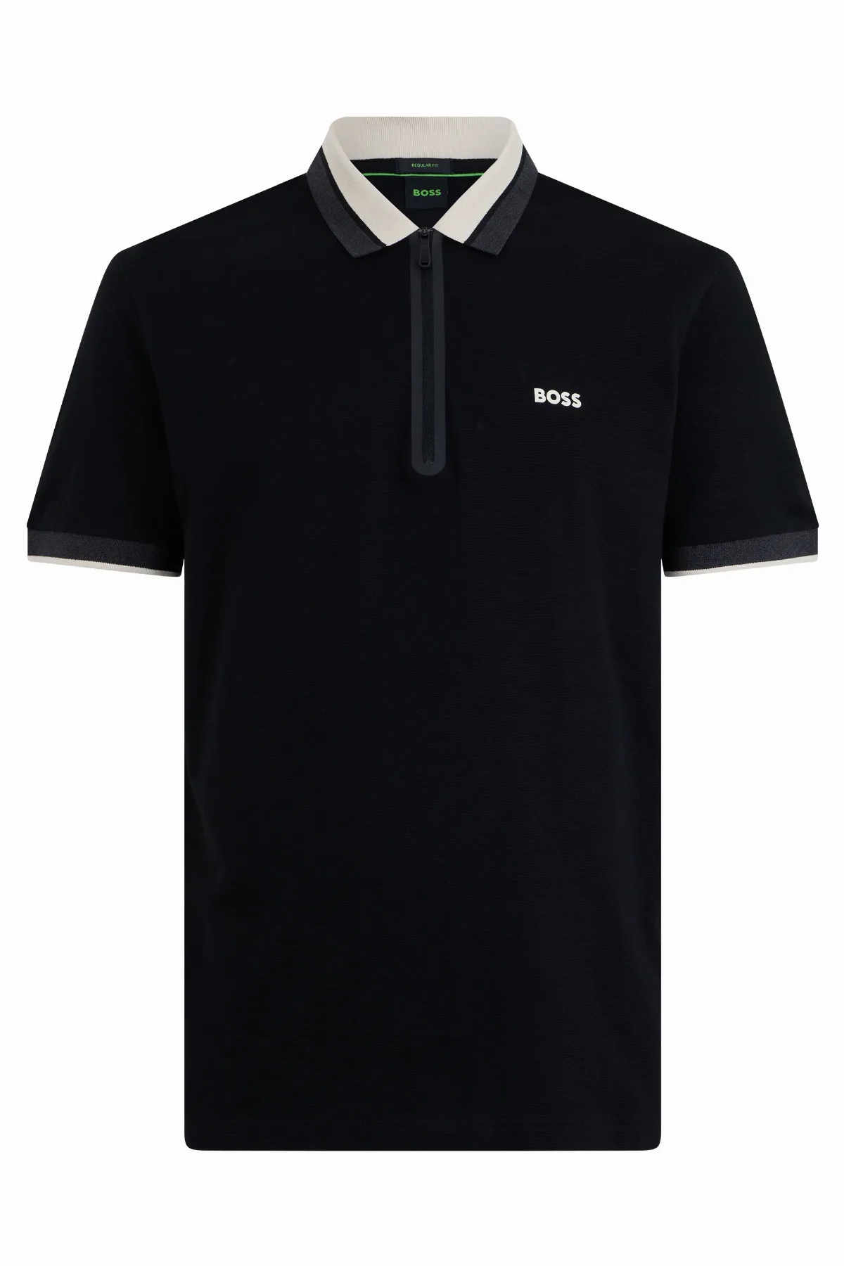 Cotton Zip Polo Shirt by Hugo Boss