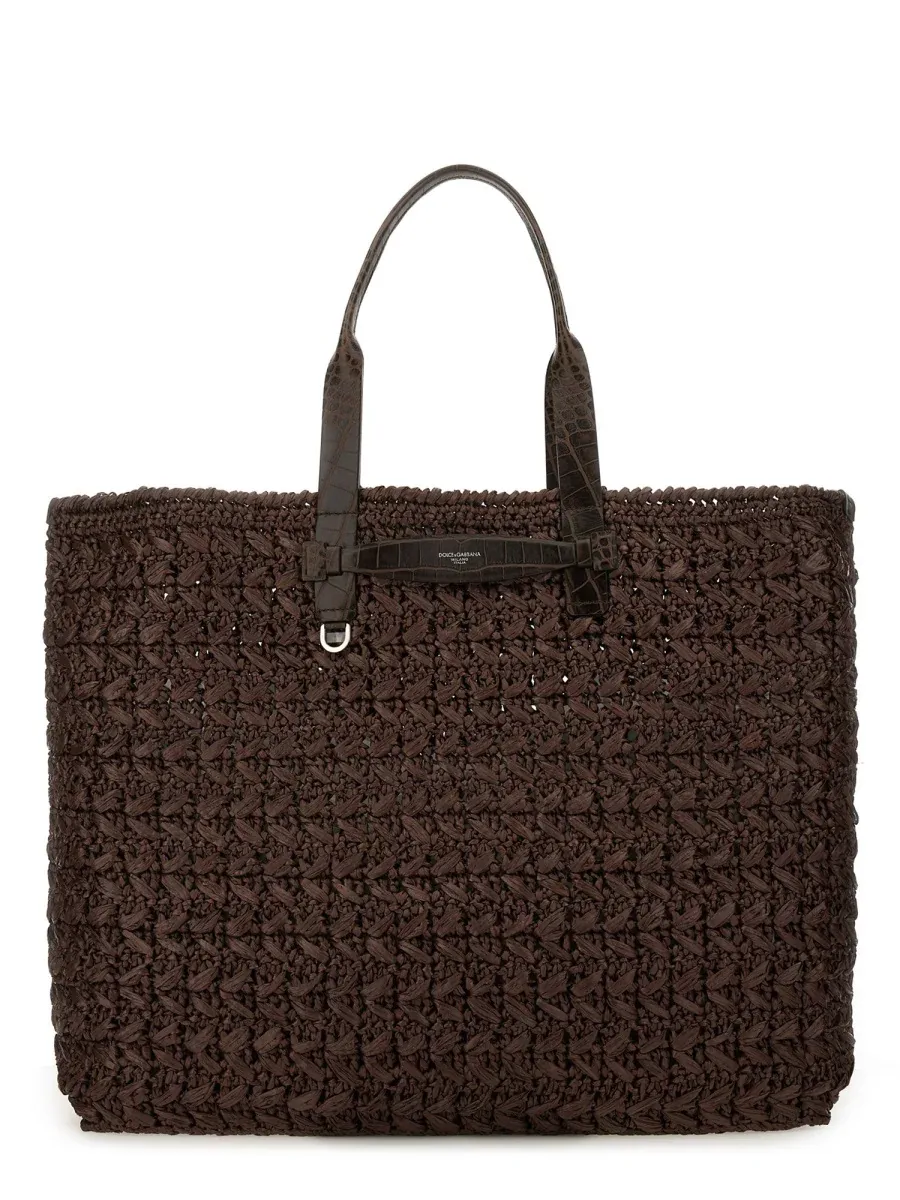 Woven Mesh Viscose-Leather Shoulder Bag by Dolce & Gabbana