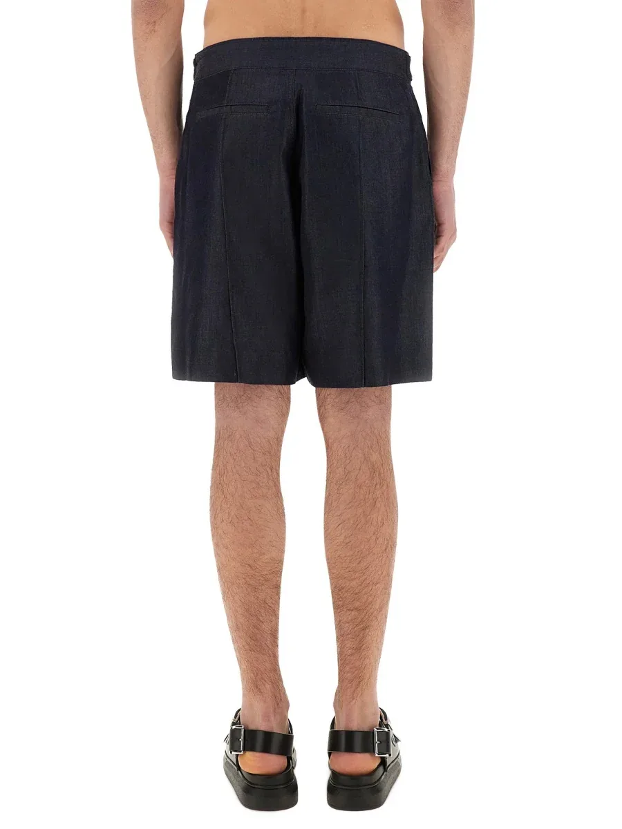 Cotton-Lyocell Blend Denim Shorts by alexander mcqueen