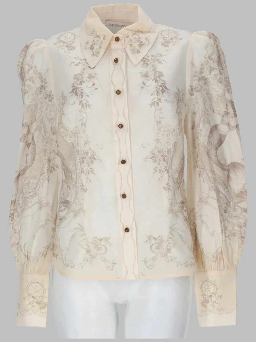 Printed Ramie Shirt by Zimmermann