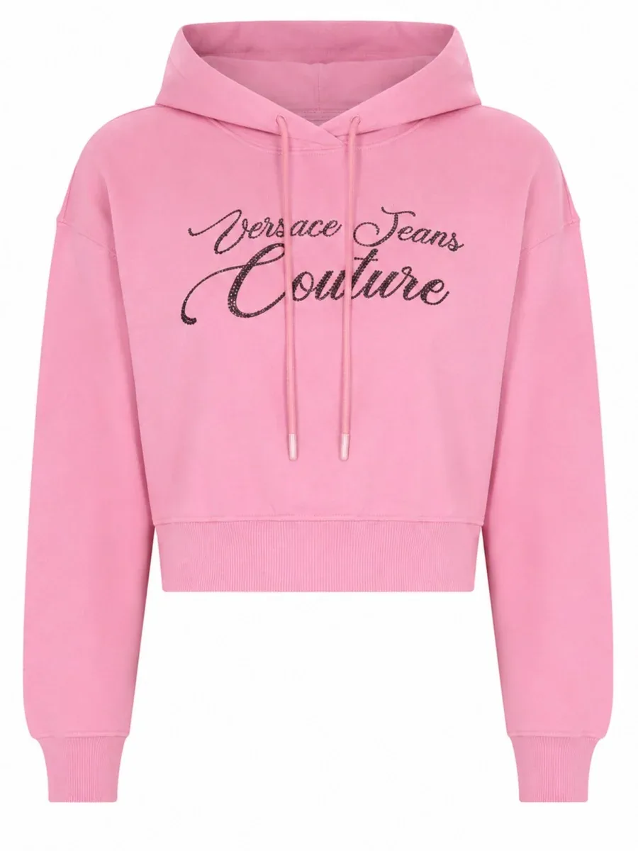 Cropped Cotton Sweatshirt by Versace Jeans Couture