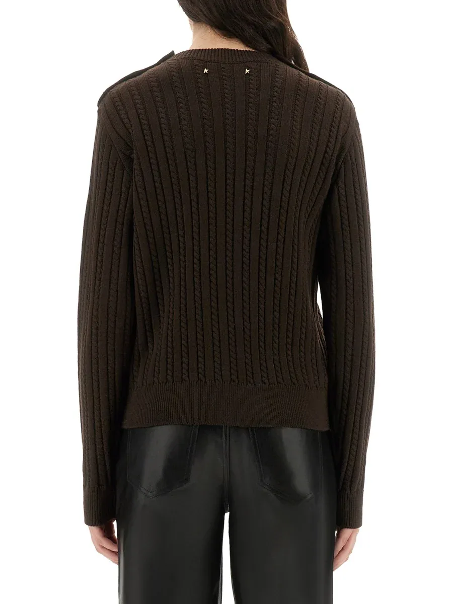 Virgin Wool Button-Detail Sweater by Golden Goose