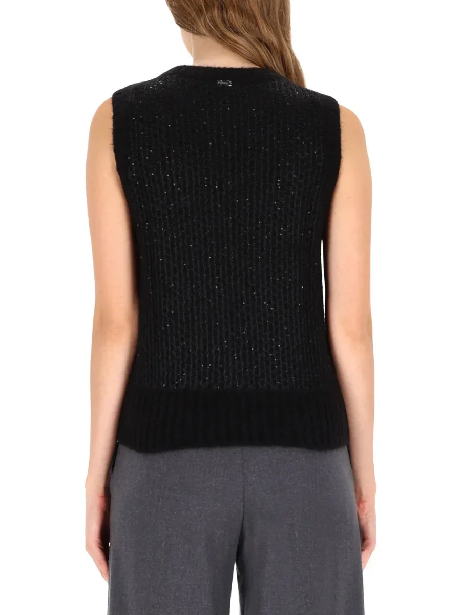 Metallic Sequined Alpaca Vest by Herno