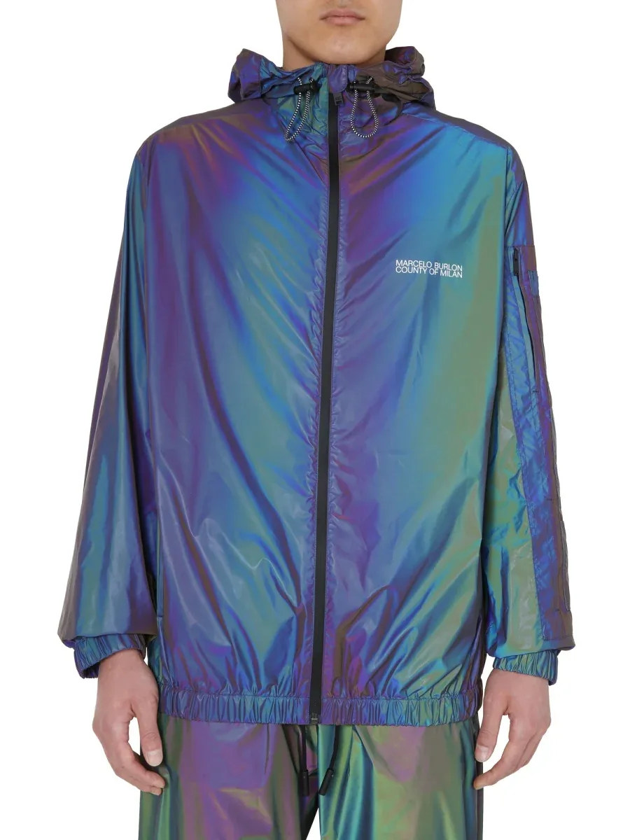 Hooded Polyester Jacket by Marcelo Burlon County Of Milan