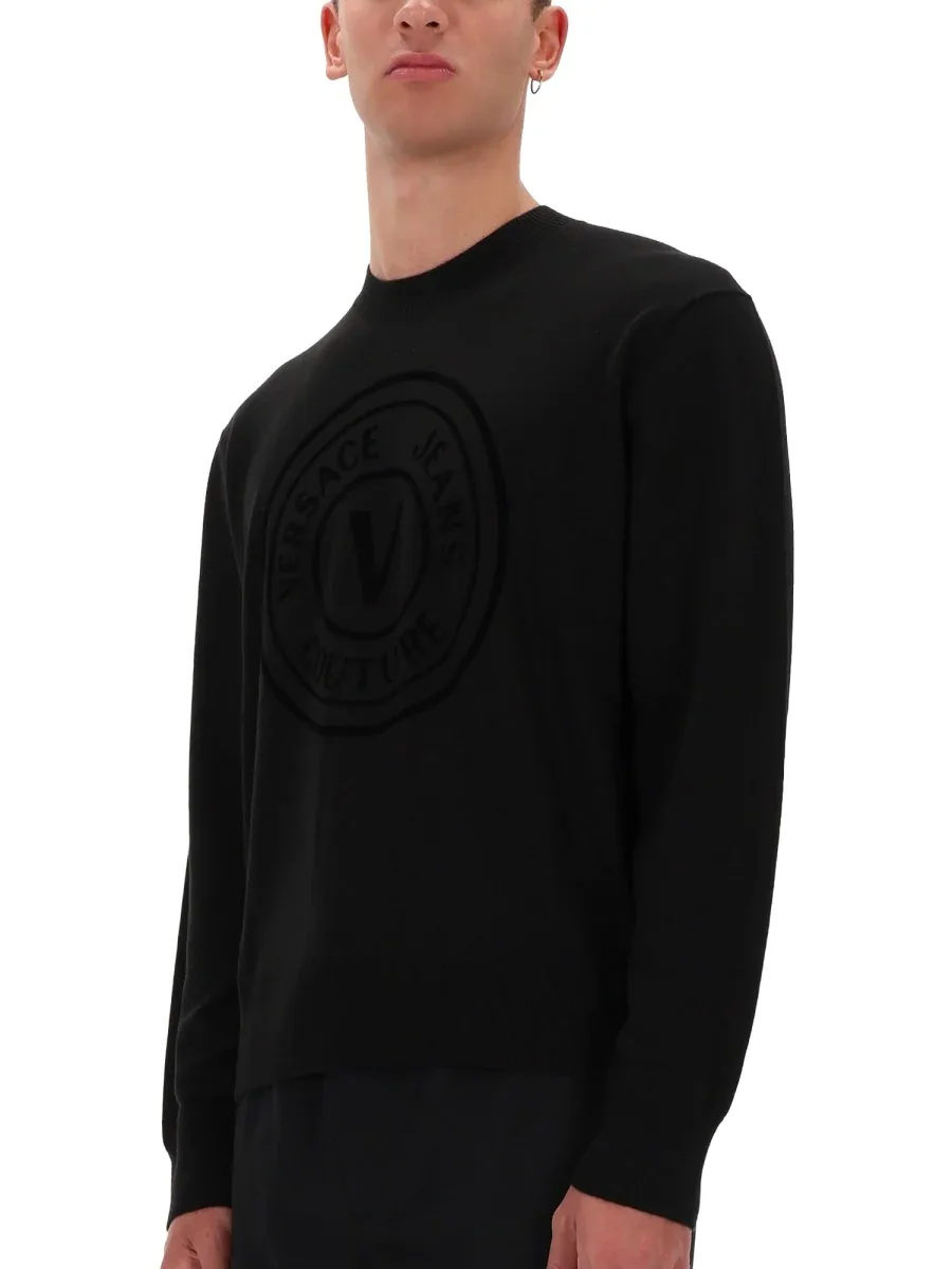 V-Emblem Acrylic-Wool Blend Sweater by Versace Jeans Couture