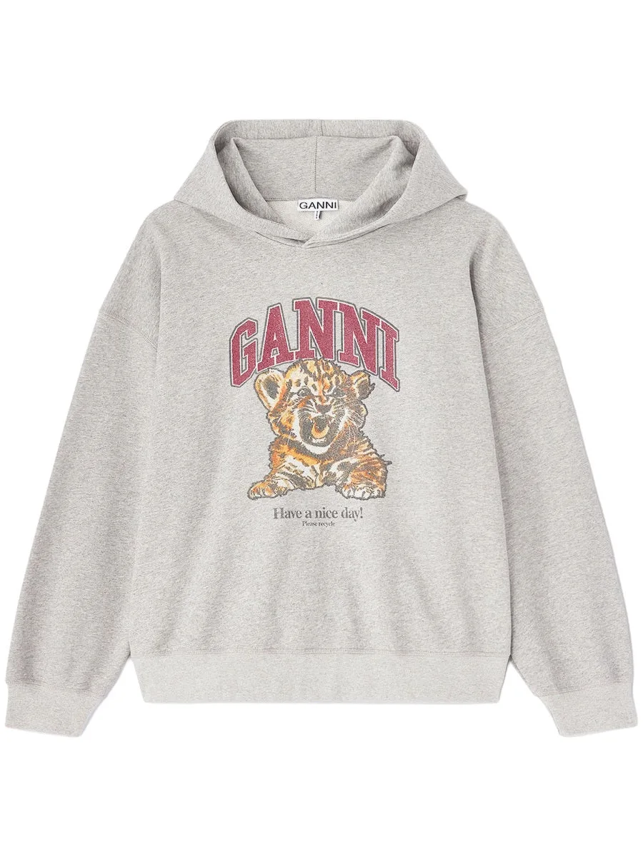 Logo-Embroidered Organic Cotton Sweatshirt by Ganni