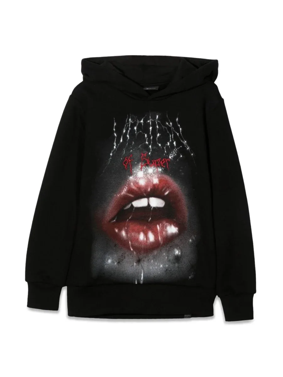 Rock Mouth Graphic Print Hoodie by Vision Of Super