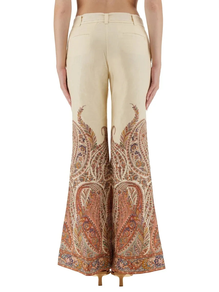 Flare Fit Linen Trousers by Zimmermann