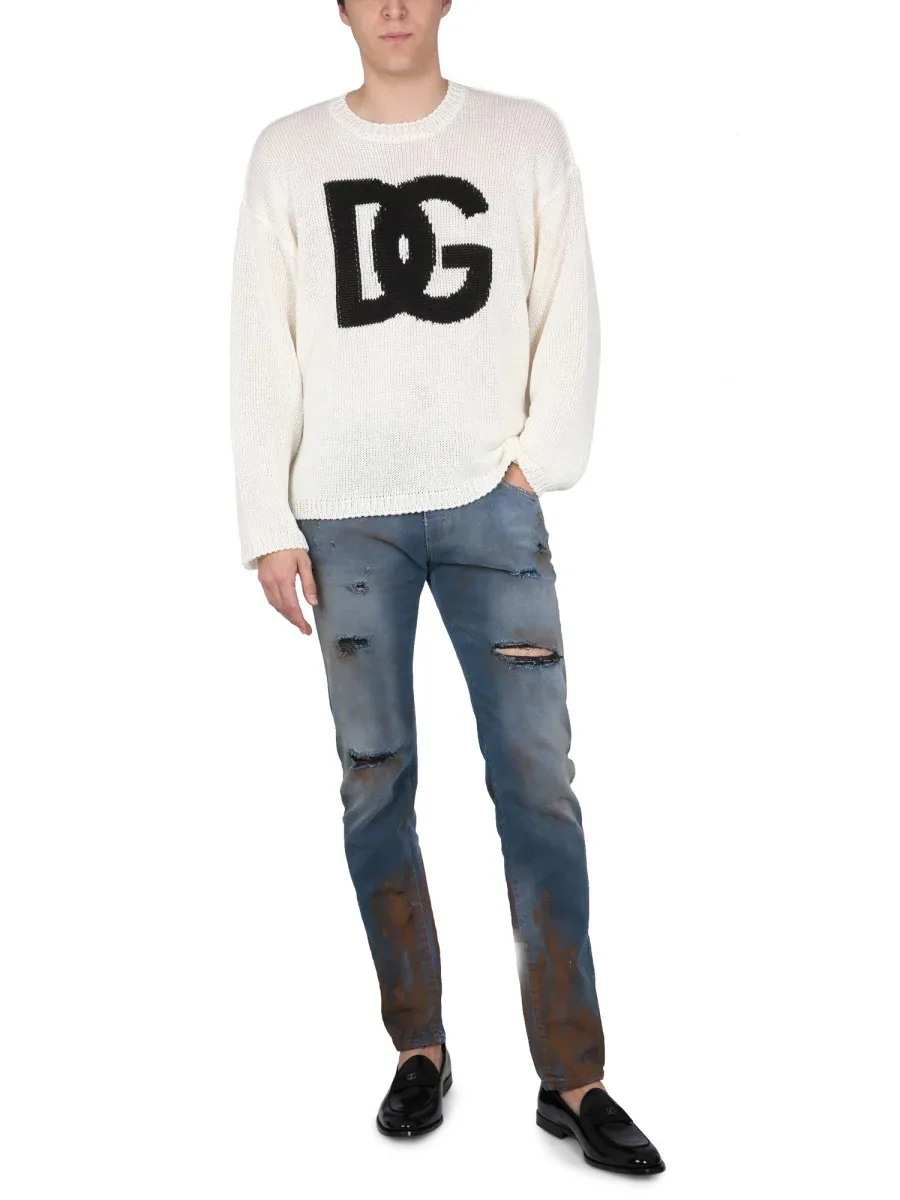 Skinny Fit Cotton Jeans by Dolce & Gabbana