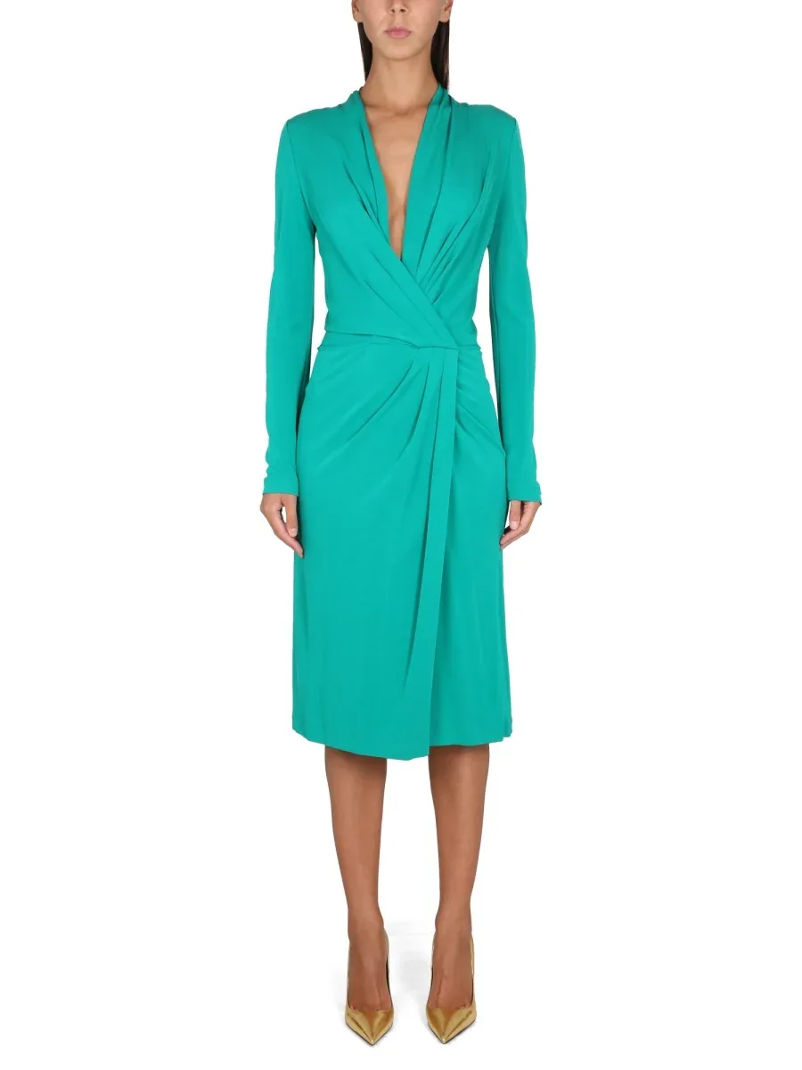V-Neck Viscose Dress by alberta ferretti