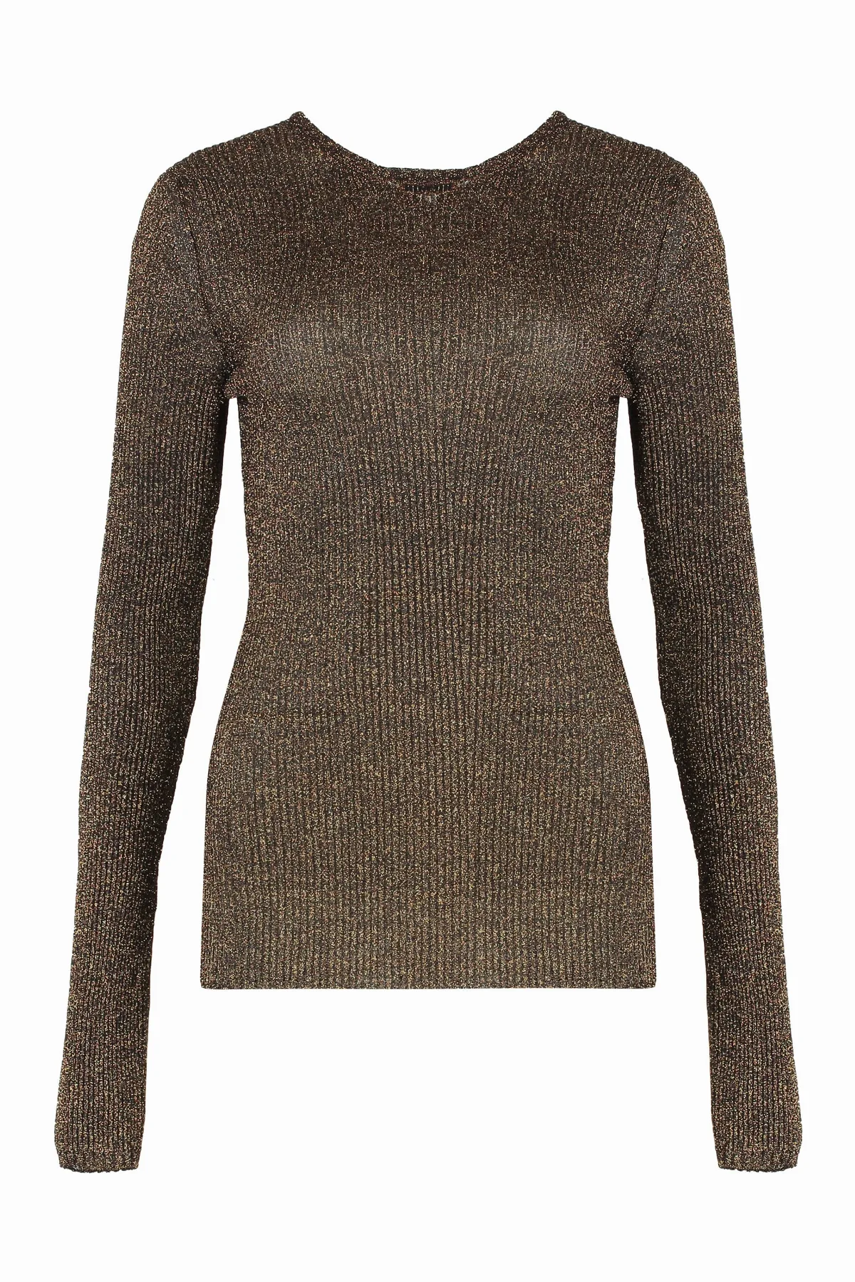 Lamé Ribbed Knit Sweater by Miu Miu