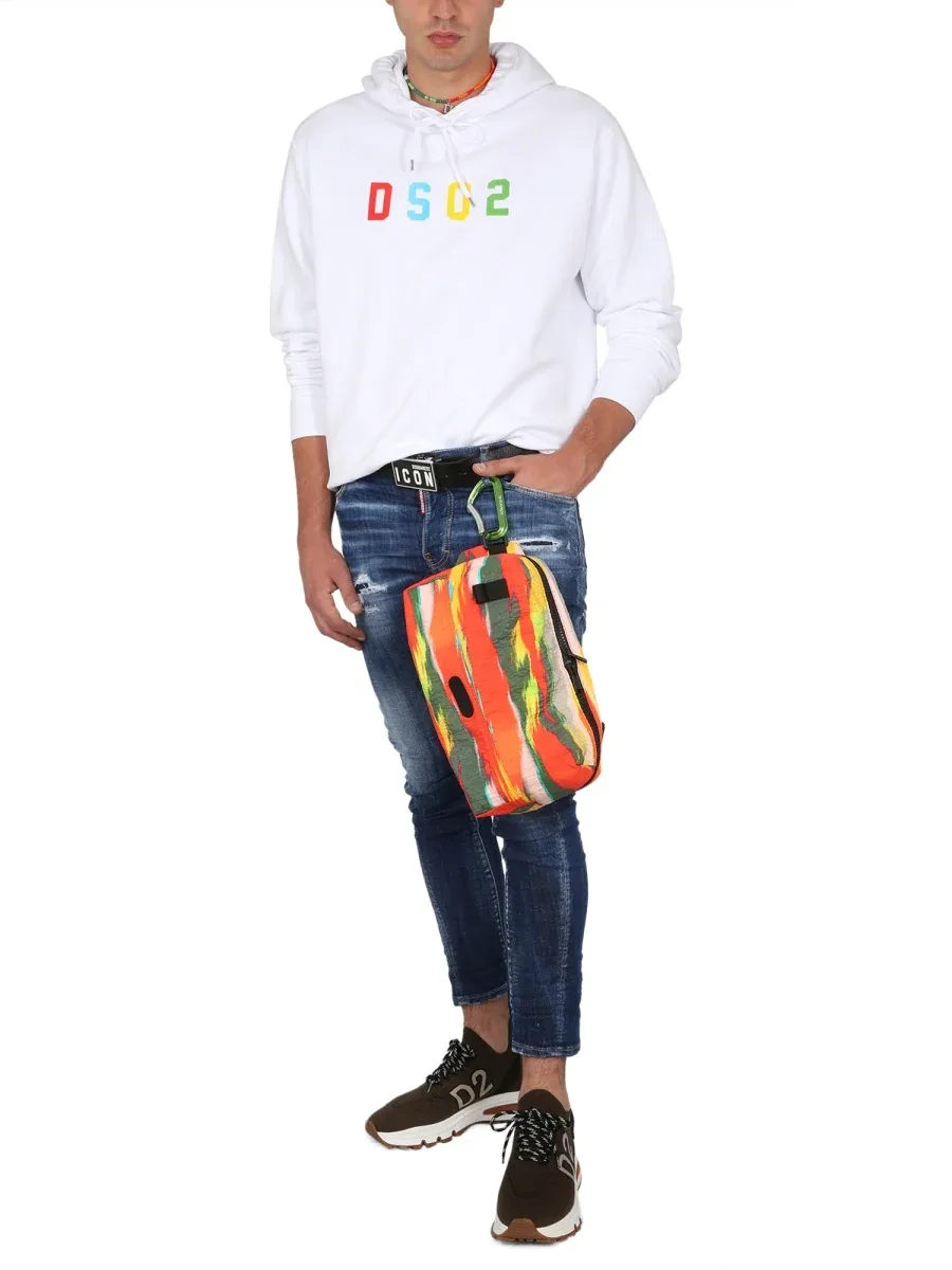 Cotton Drawstring Hood Sweatshirt by Dsquared2