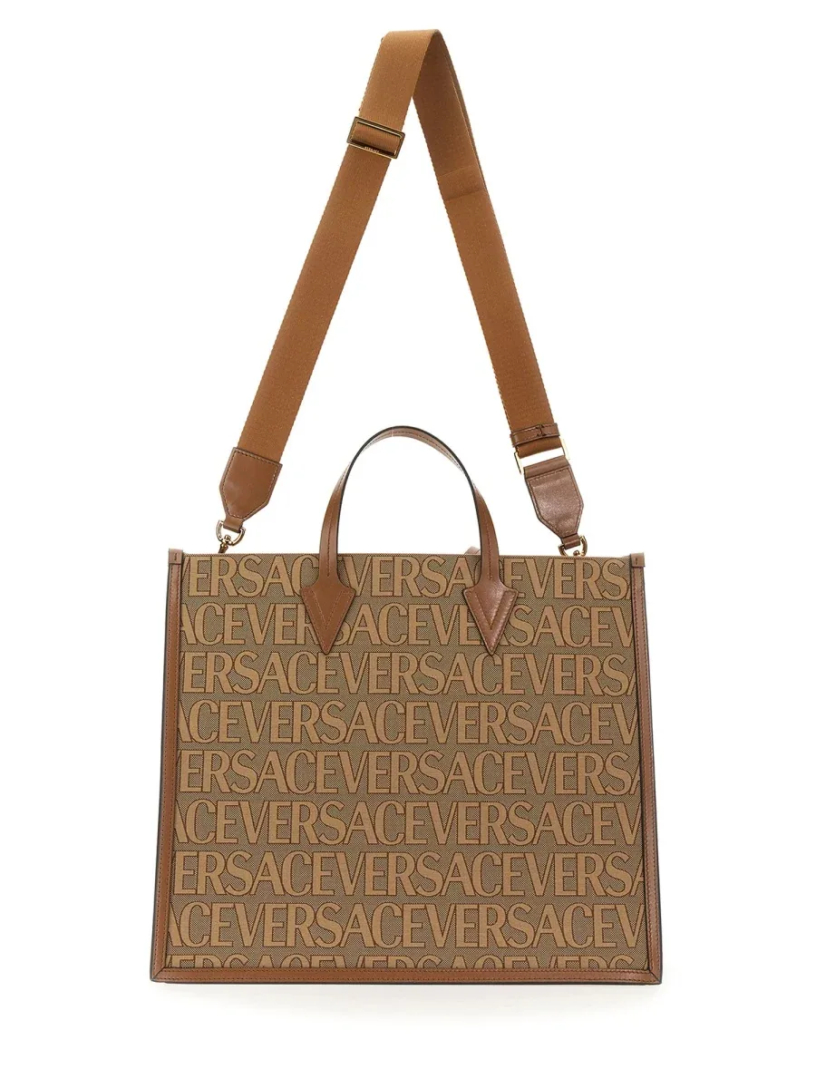 Allover Logo Print Shopper Bag by Versace
