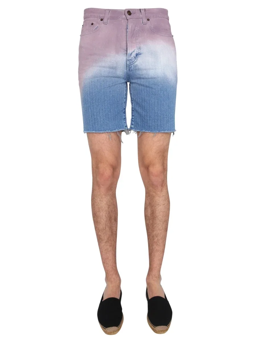Degraded Print Cotton Bermuda by Saint Laurent