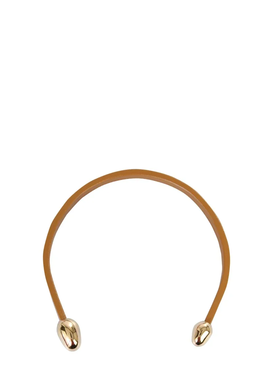 Leather and Brass Necklace by Bottega Veneta