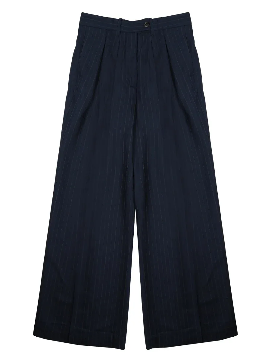 Wide-Leg Palazzo Viscose-Linen Trousers