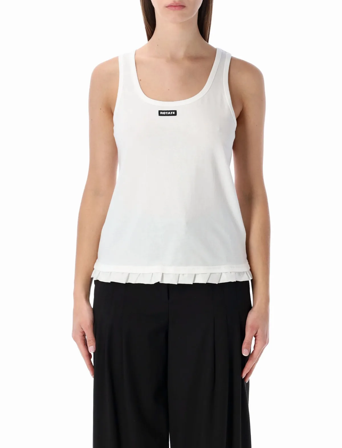 Rotate ruffle-hem cotton tank top