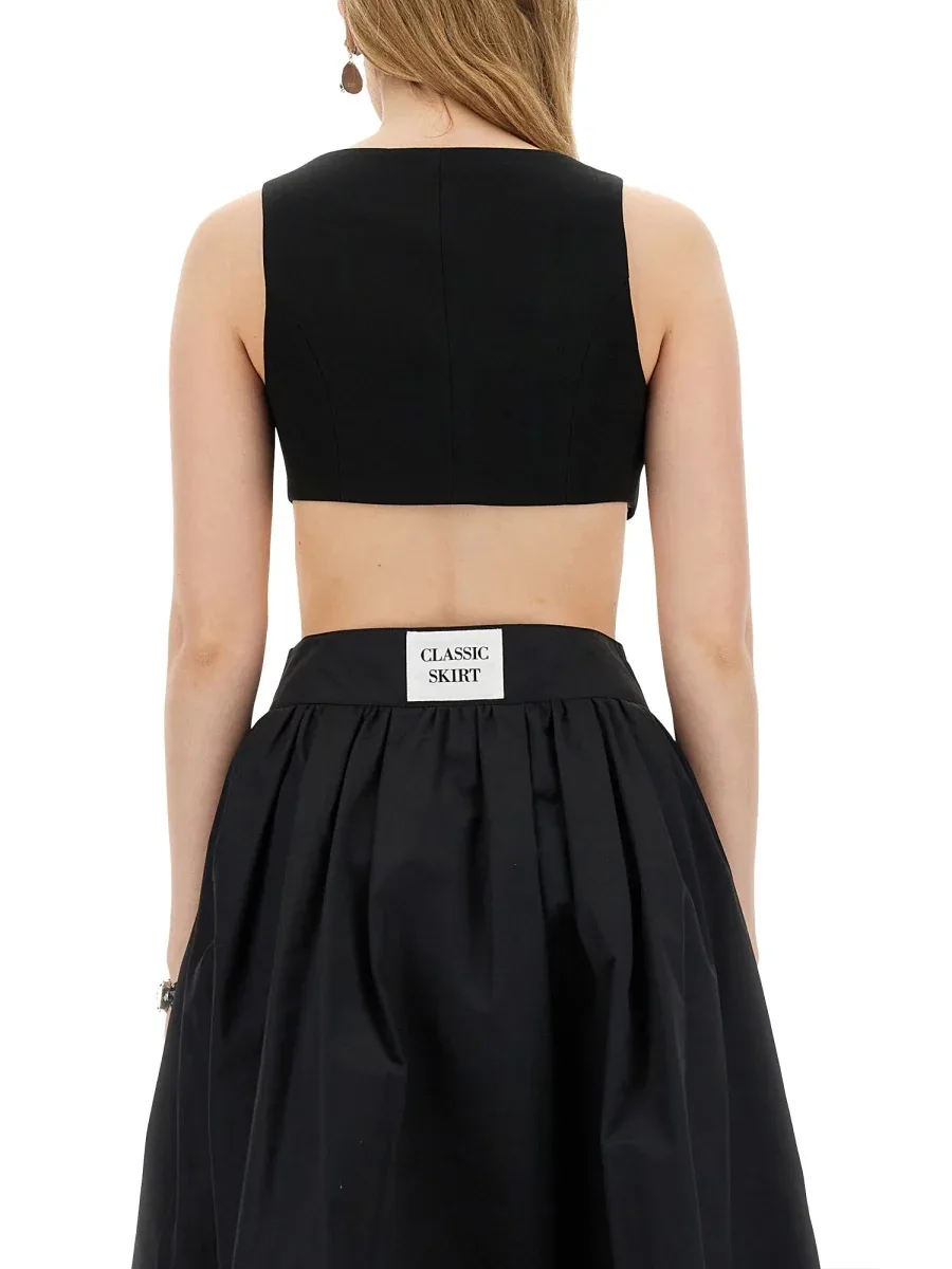 Rose-Embroidered Acetate-Viscose Tank Top by Moschino
