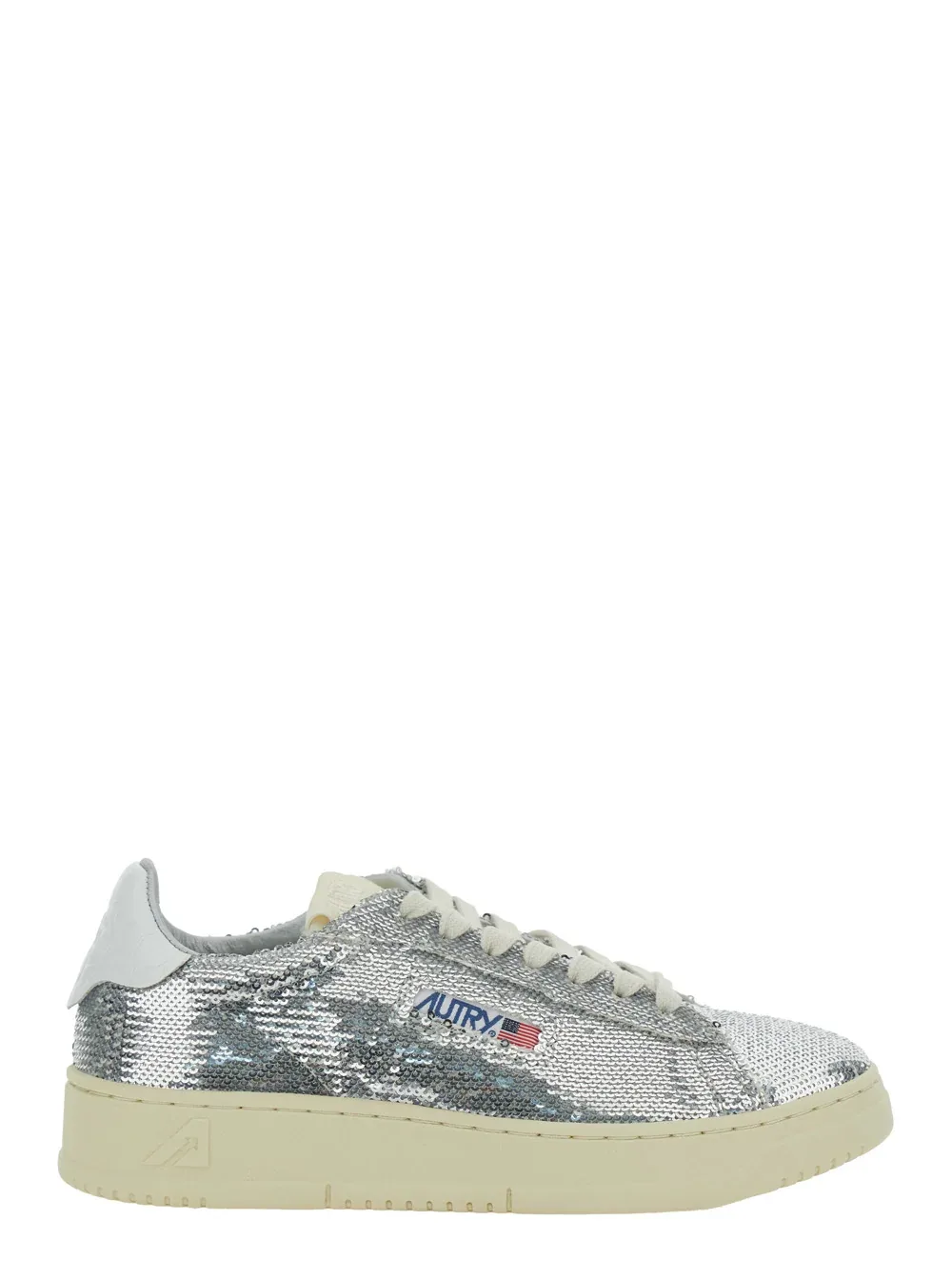 Beaded Silver Leather Blend Sneaker by Autry