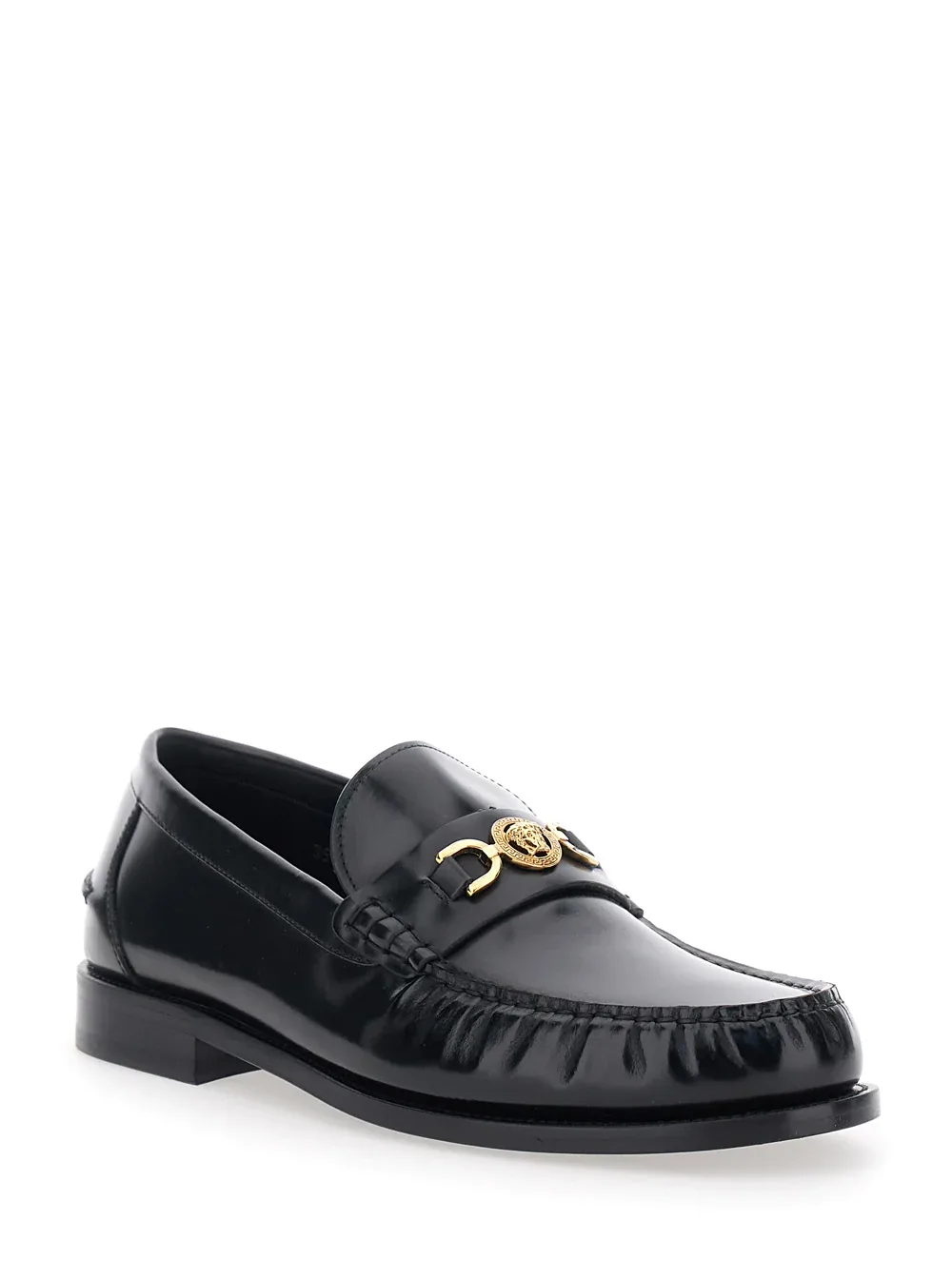 Medusa-Embellished Leather Loafer