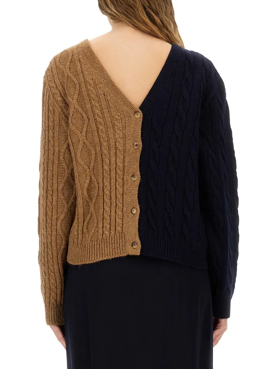 Two-Tone Alpaca Blend Cardigan by Moschino