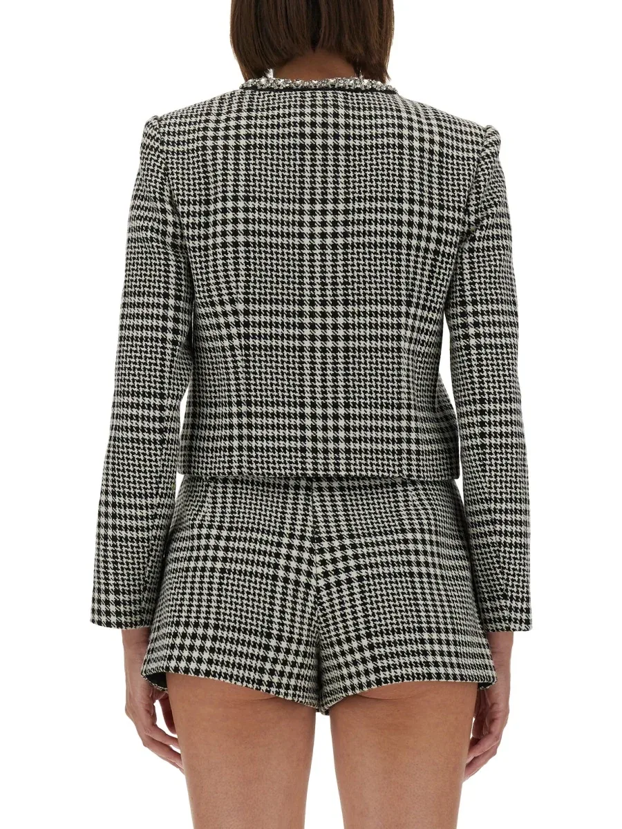 Crystal-Embellished Houndstooth Jacket by Self-Portrait
