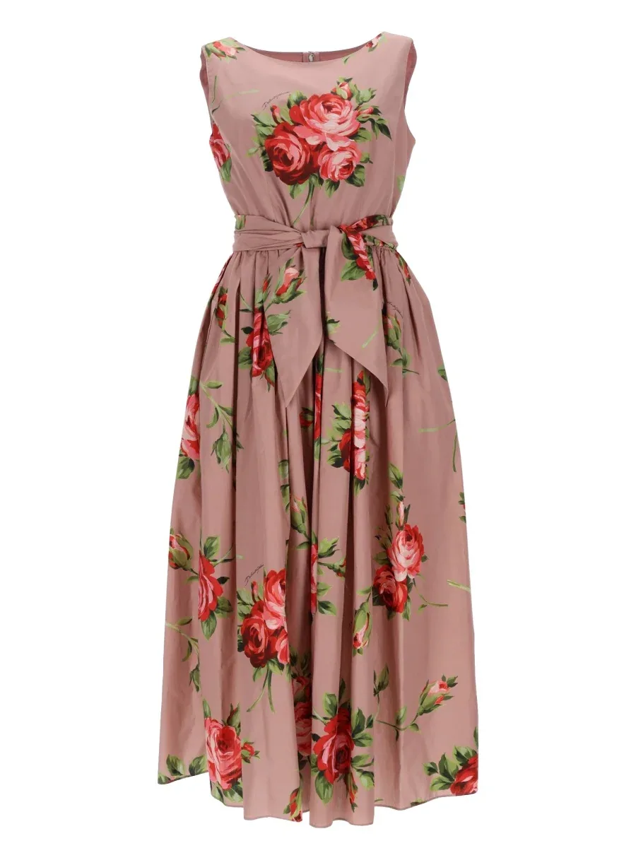 Rose Bouquet Print Cotton Midi Dress by Dolce & Gabbana