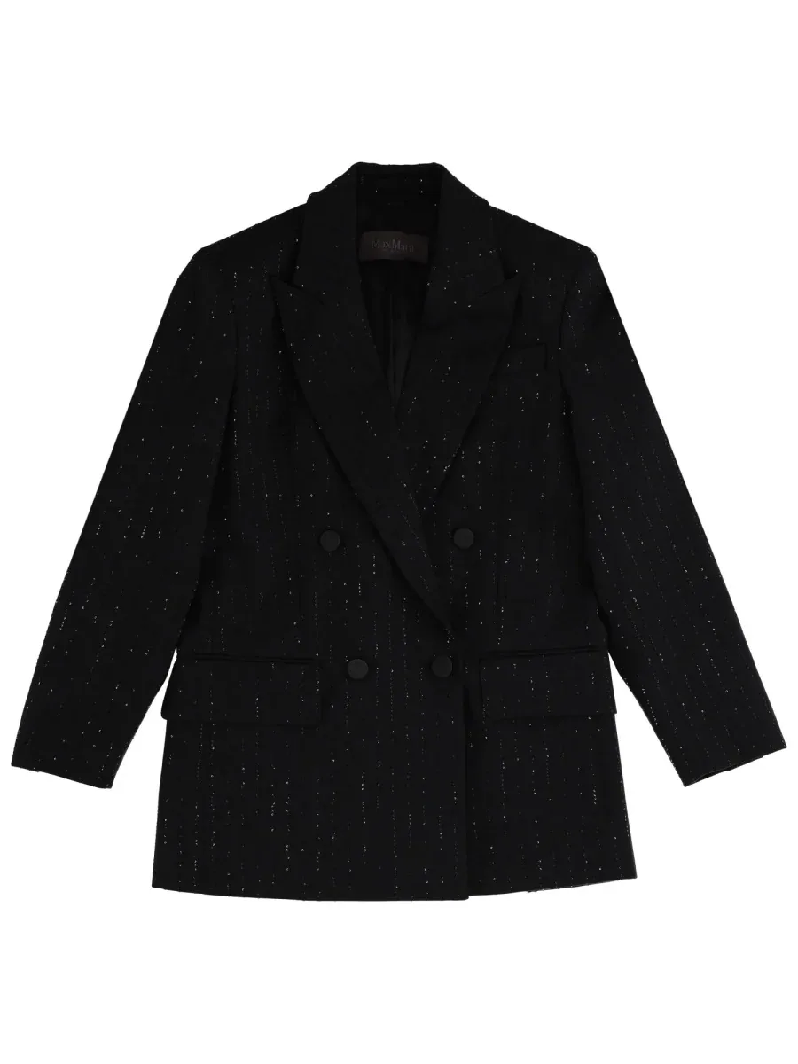 Rhinestone-Trimmed Double-Breasted Virgin Wool Jacket by Max Mara