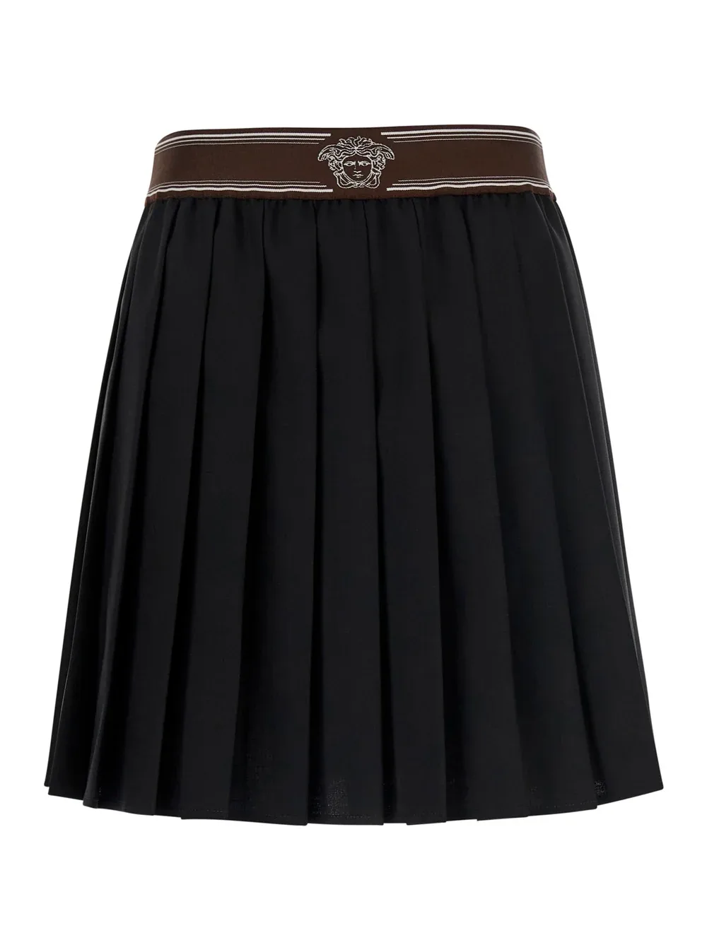 Pleated Wool-Mohair with Medusa Embellishment Skirt by Versace