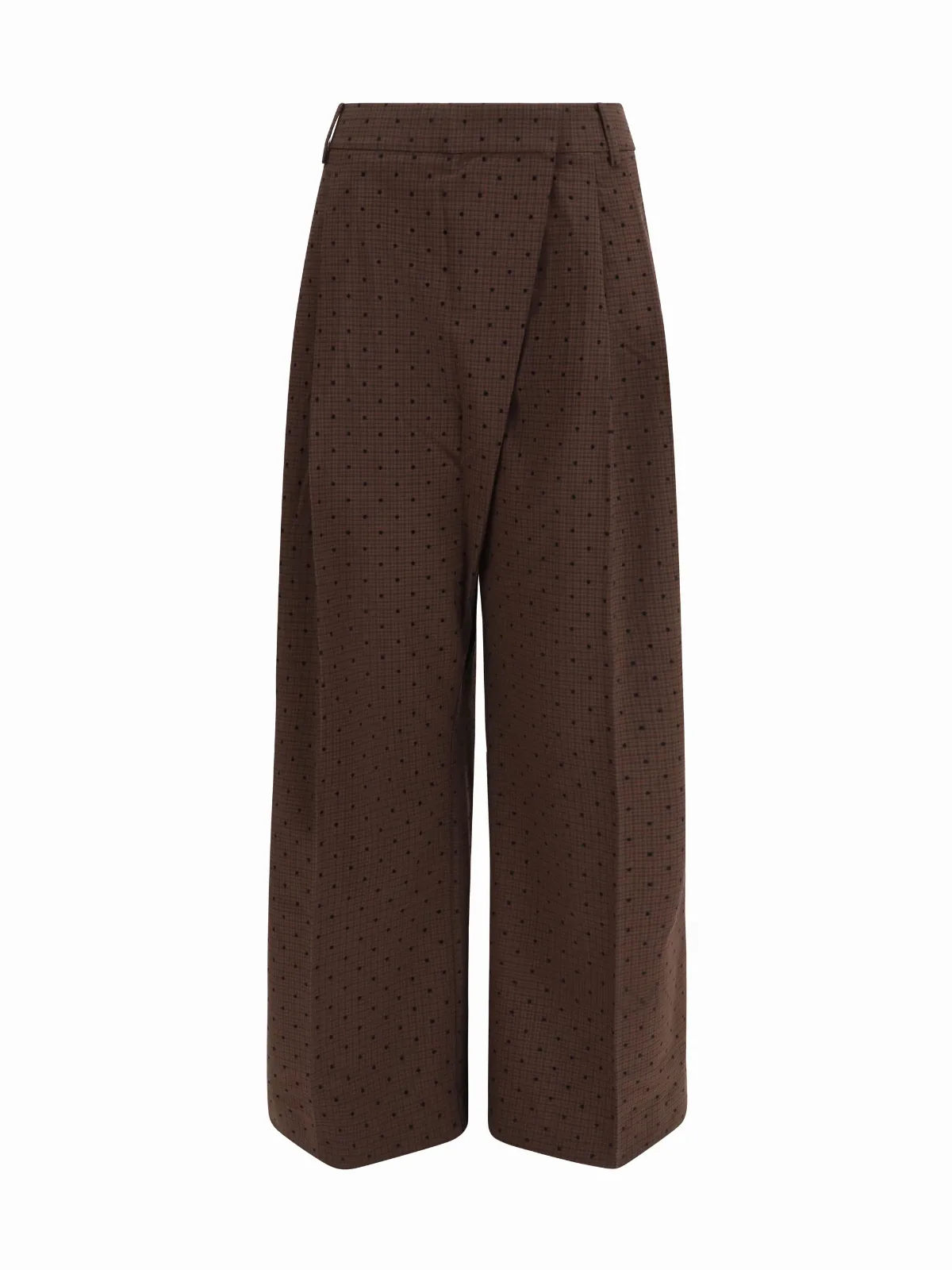 Flocked Plaid Crossover Trousers by Ganni