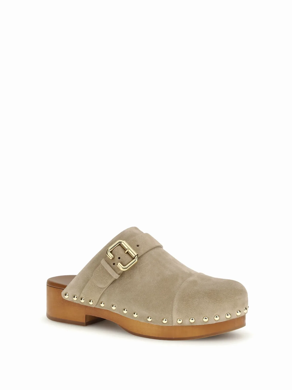 Suede Leather with Gold Studs Clog Mule by Chloé