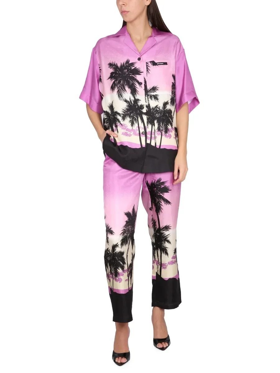 Sunset Print Viscose Trousers by Palm Angels