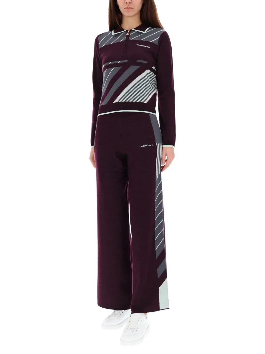Diagonal Merino Wool Polo Shirt by Casablanca