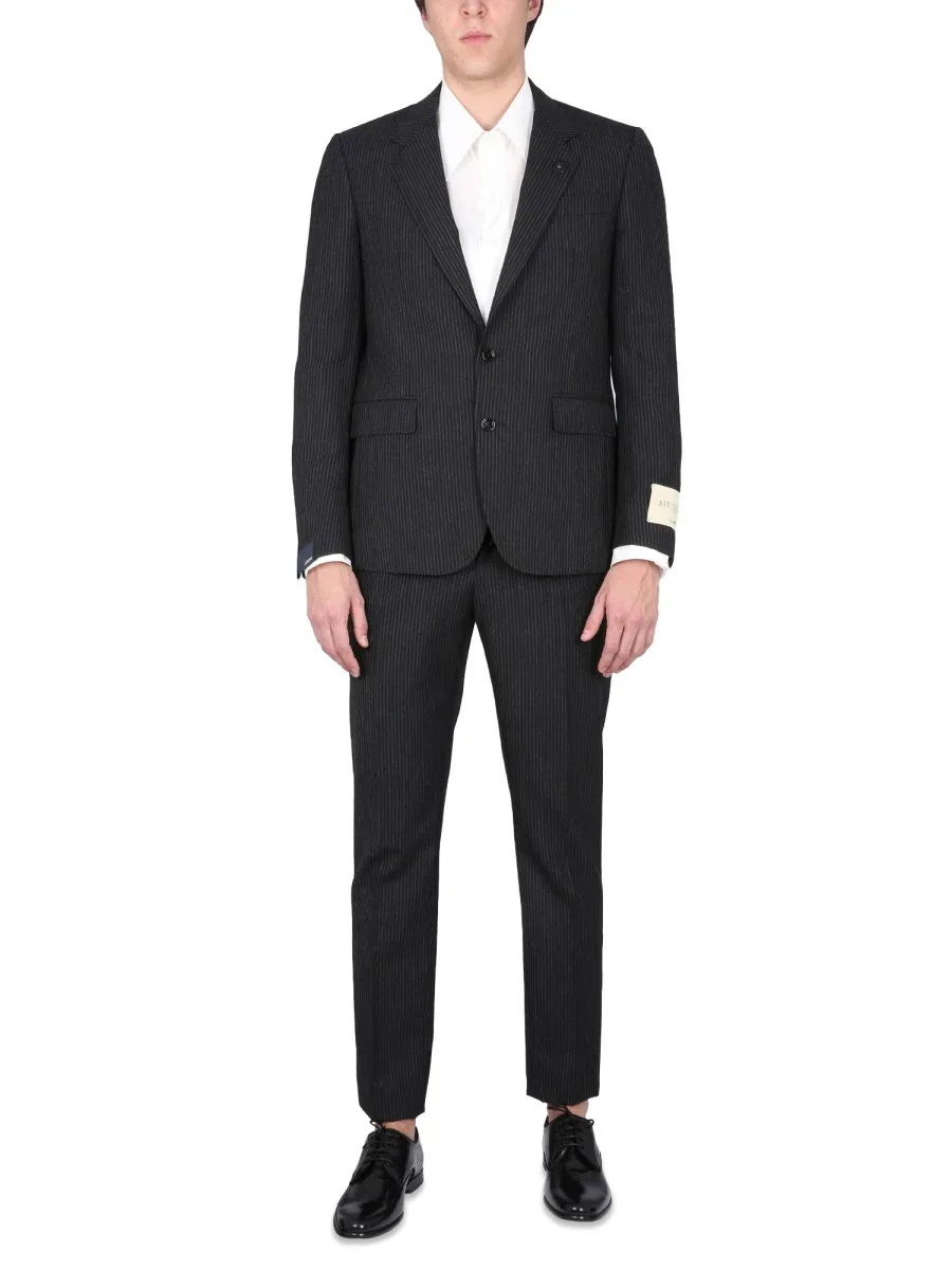 Wool Peaked Lapel Pant Suit by Lardini