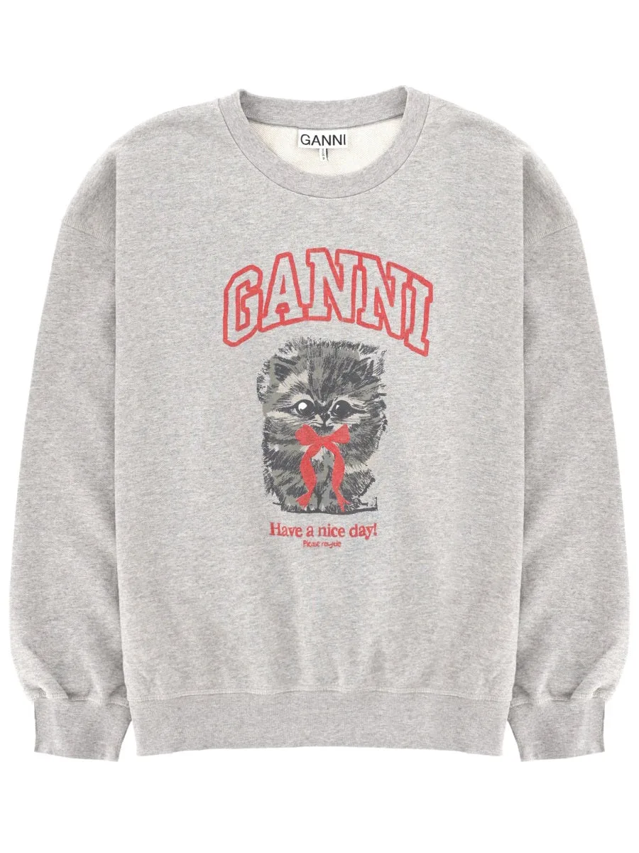 Organic Cotton Print Sweatshirt by Ganni