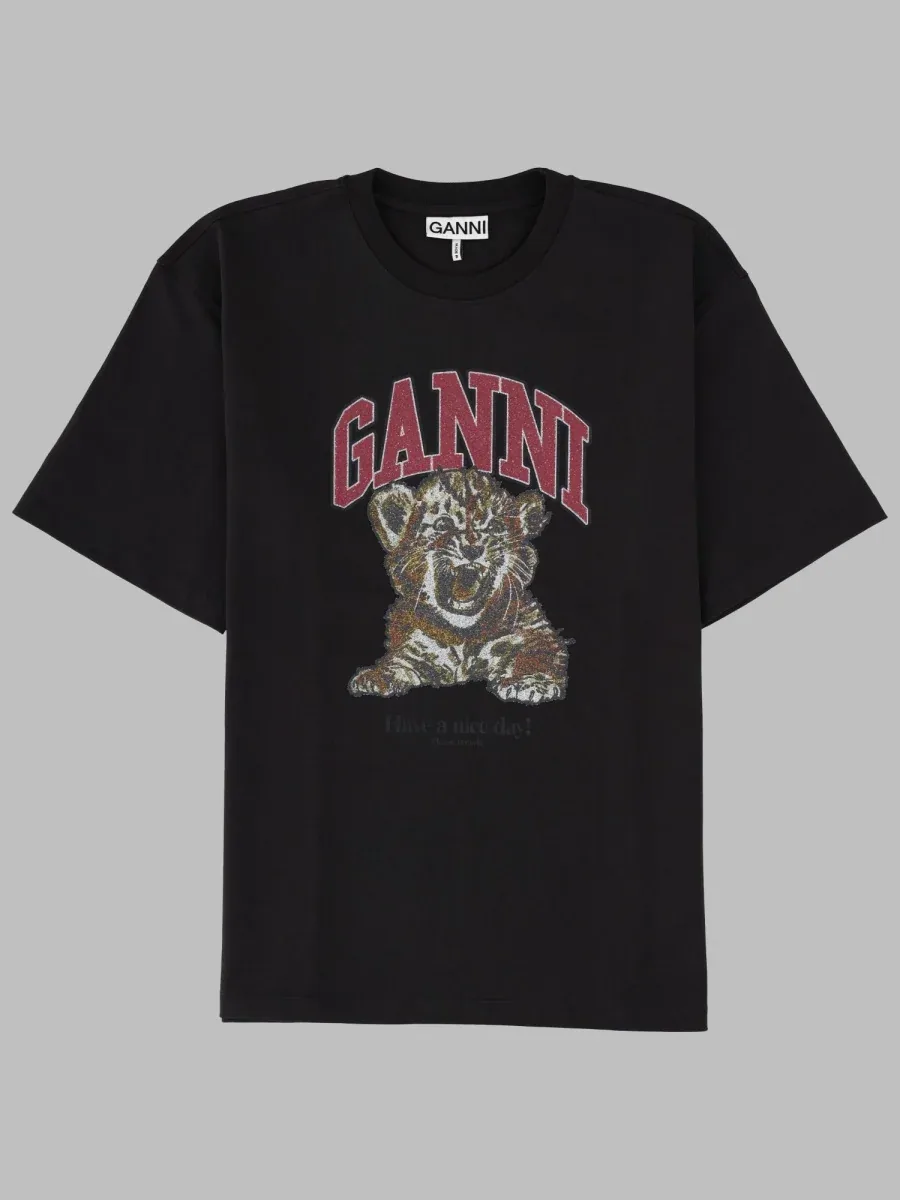 Tiger Print Organic Cotton T-Shirt by Ganni