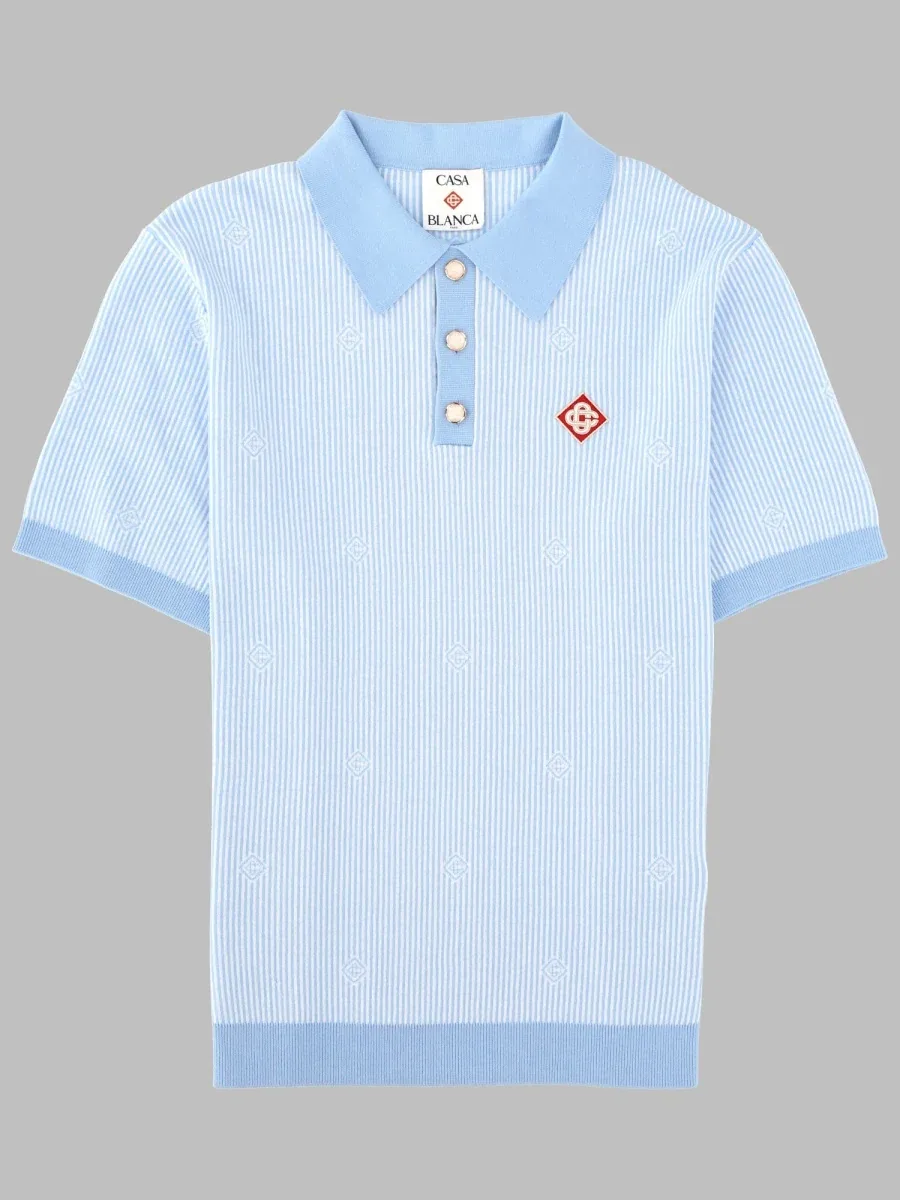 Striped Knit Cotton Polo Shirt by Casablanca