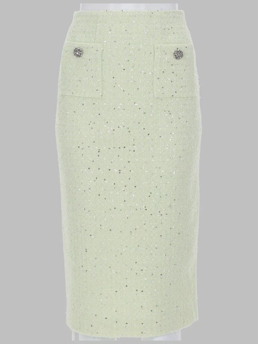 Textured Bouclé Midi Skirt by Self-Portrait