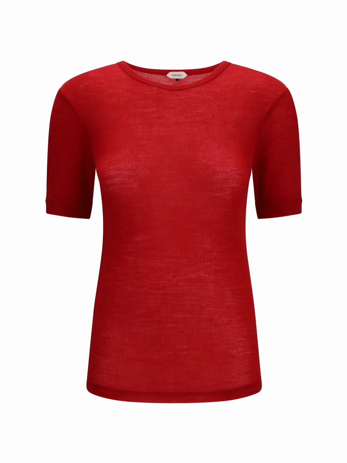 Ribbed Wool Knit T-Shirt by Versace