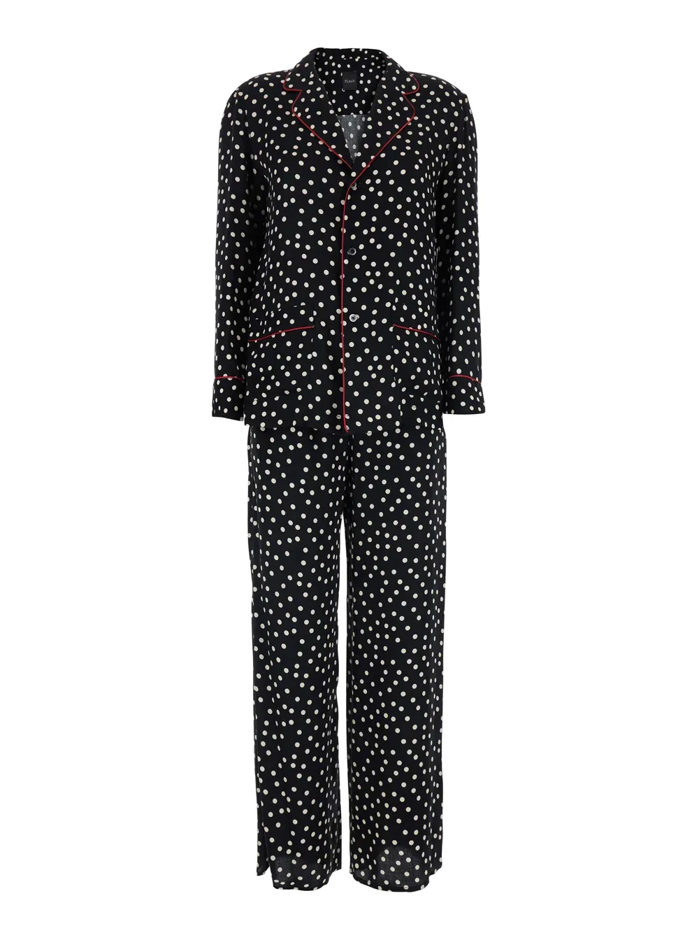 Polka Dot Silk-Blend Pant Suit by Plain