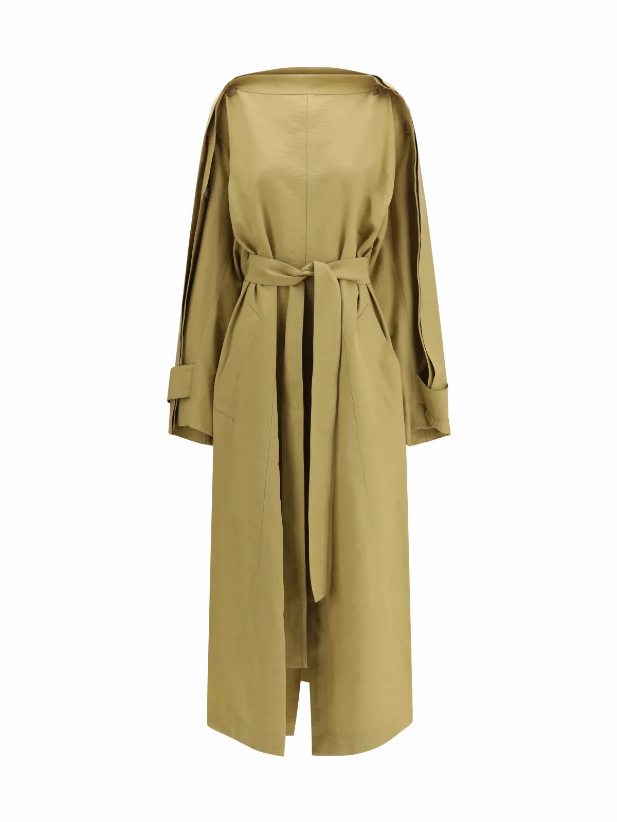 Lyocell Boat Neckline Trench Coat Dress by Petar Petrov