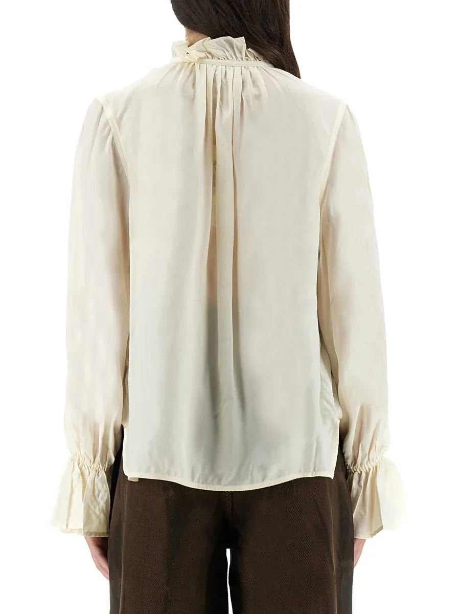 Bow-Detail Cupro Shirt by Ganni