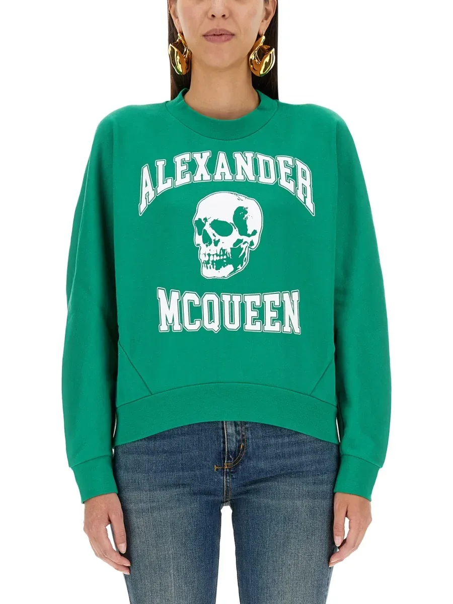 Varsity Skull Logo Sweatshirt by alexander mcqueen