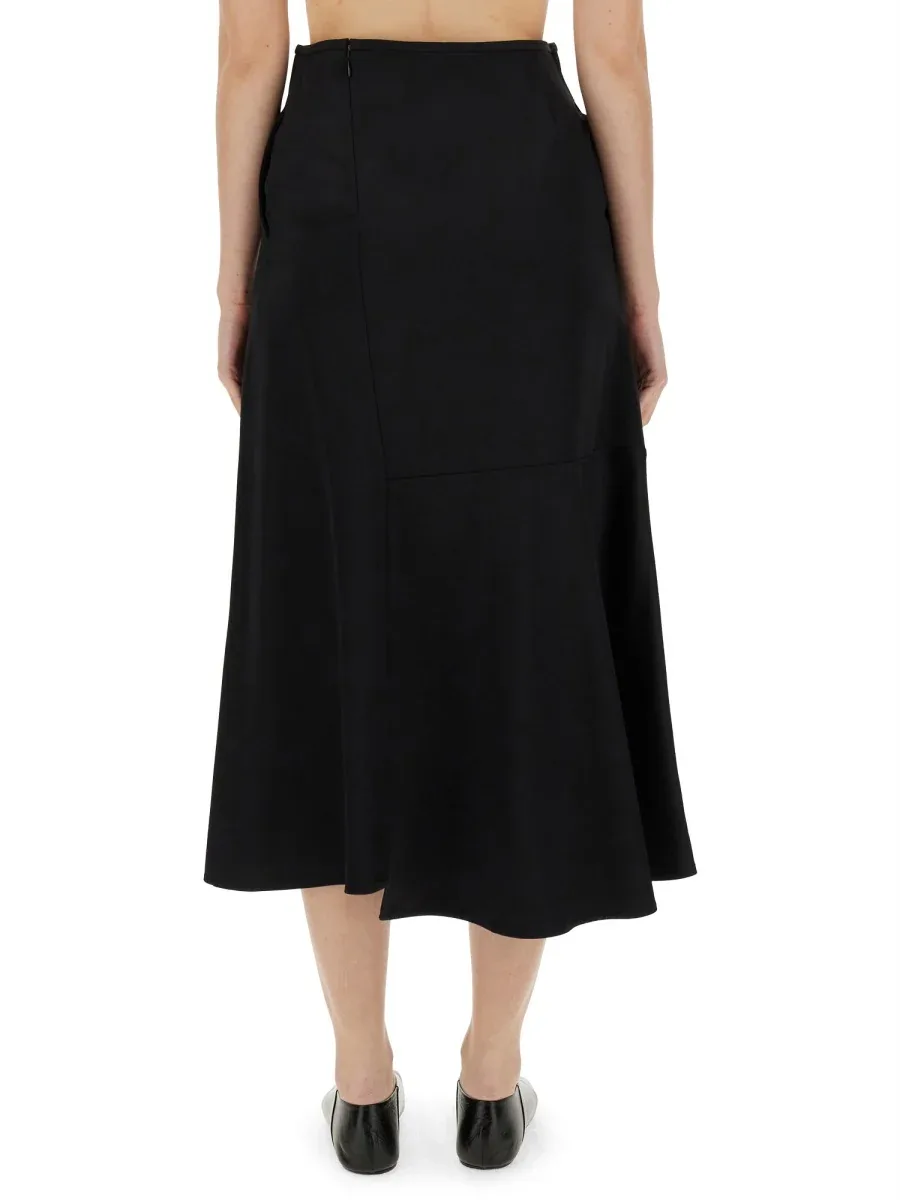 Viscose-Silk Blend Flared Skirt by Jil Sander