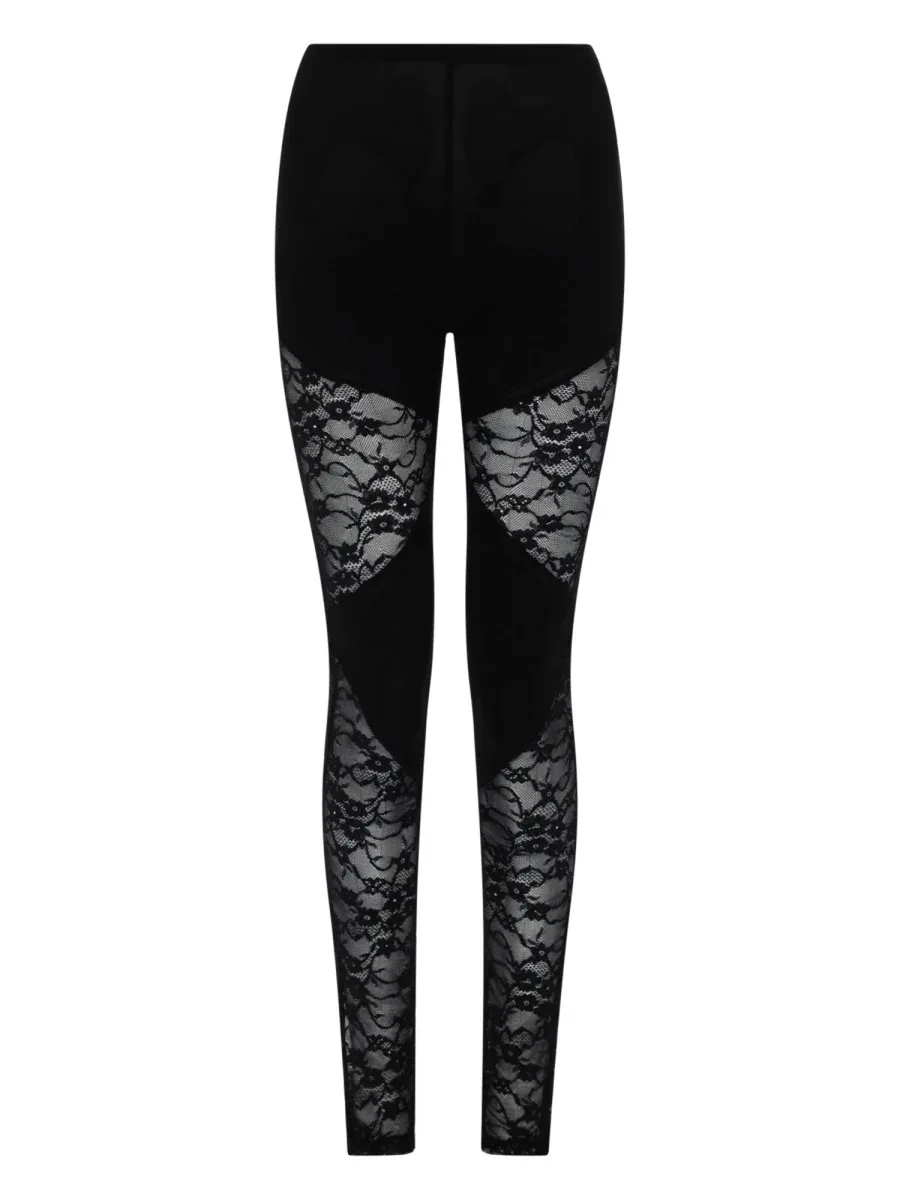 Lace-Insert Viscose Leggings by Nina Ricci