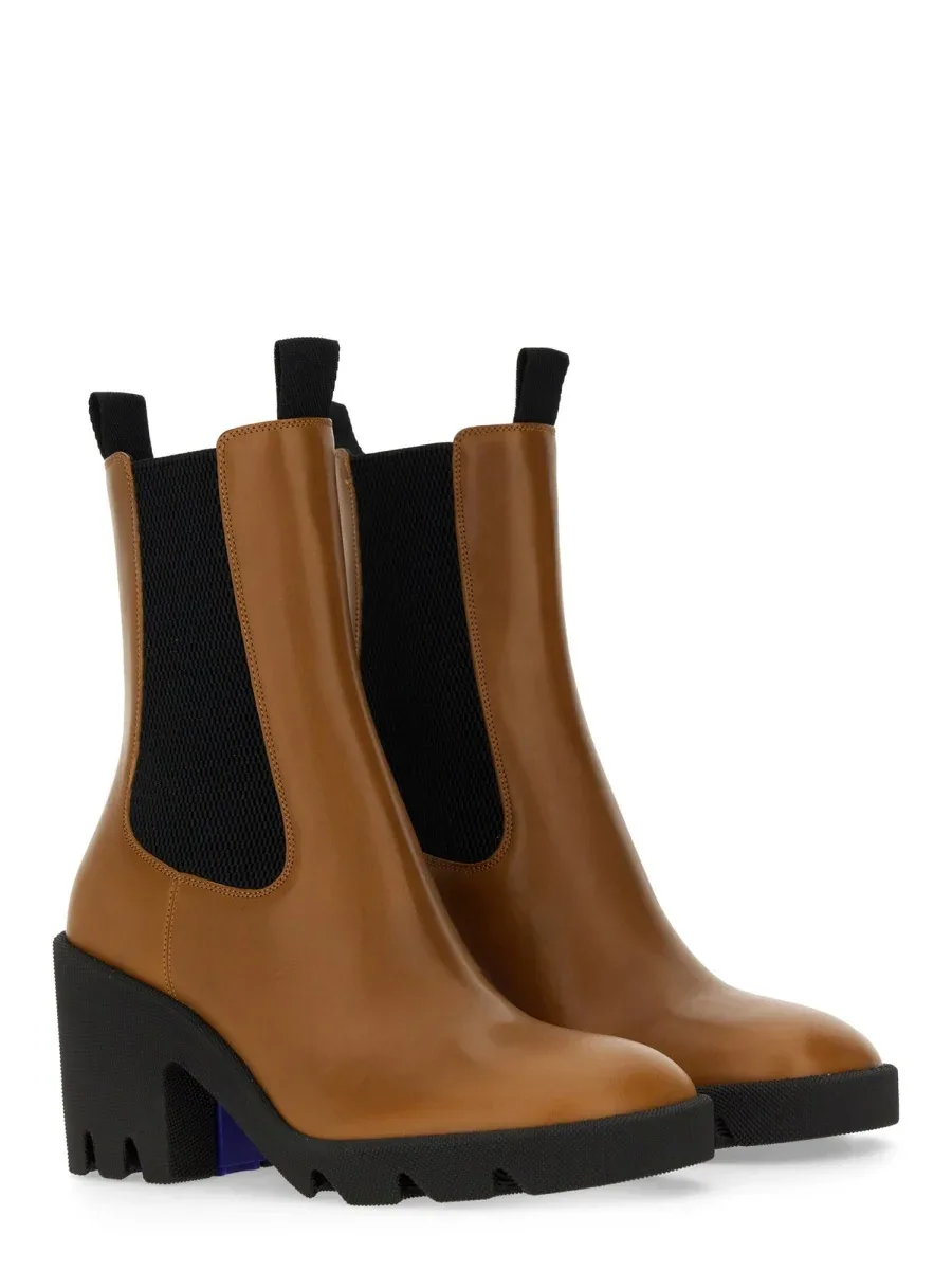 Calf Grain Leather Boot by Burberry