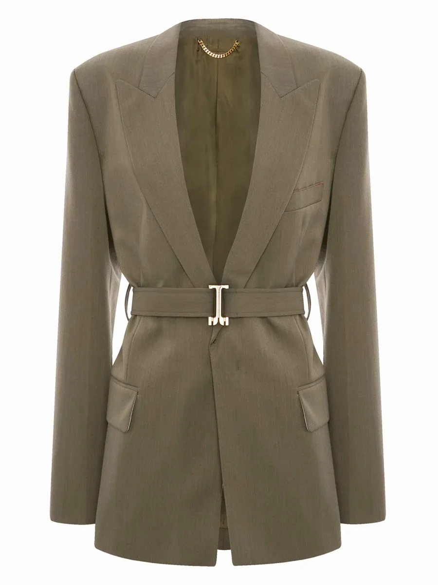 Tailored Wool Blend with Belt Blazer by Victoria Beckham